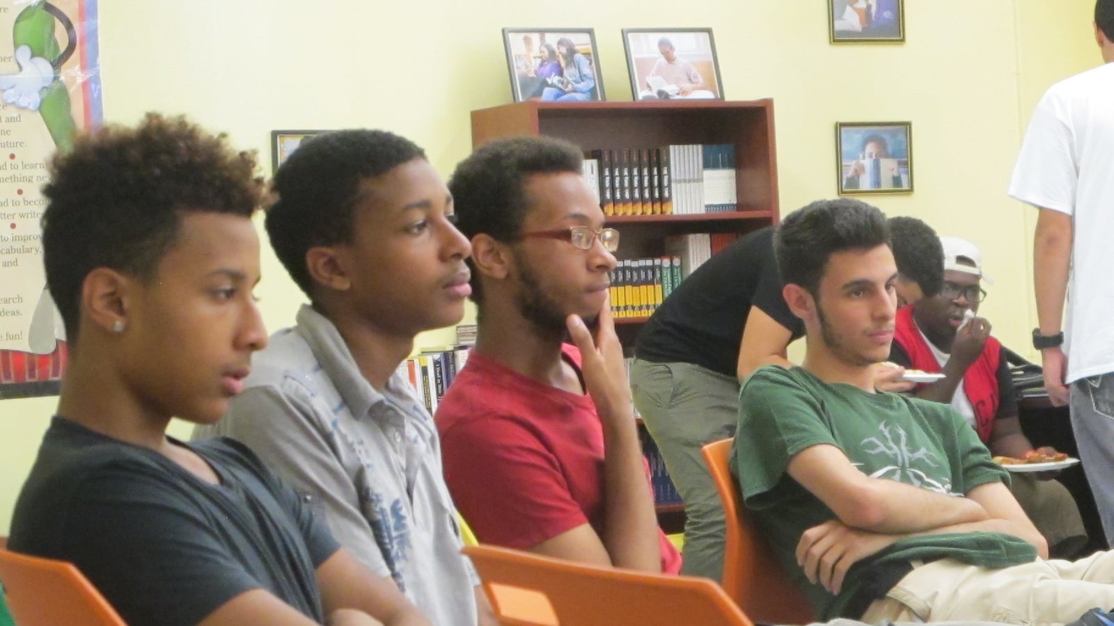 Students listen to a discussion about summer internships.
