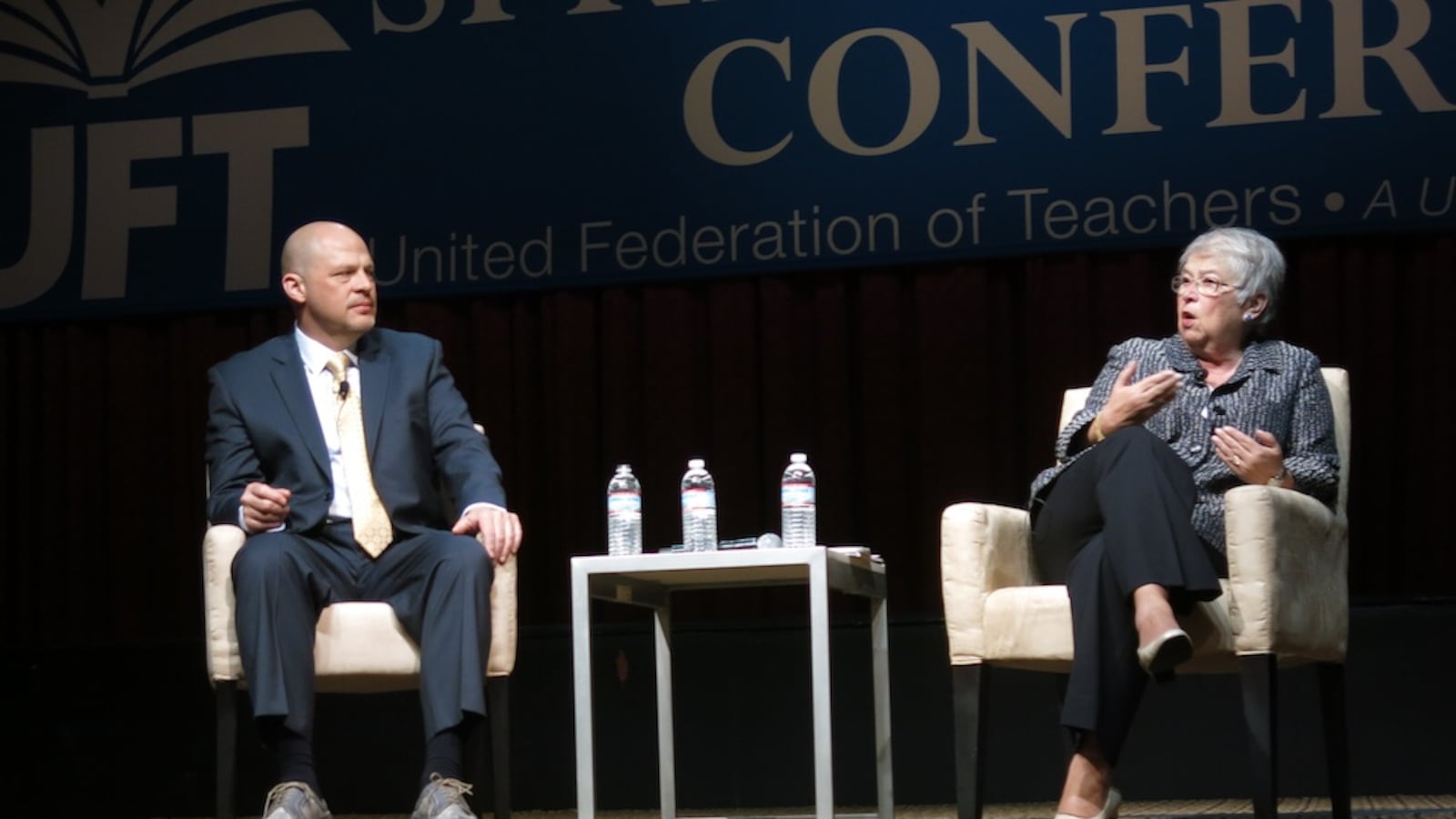 UFT President Michael Mulgrew and Chancellor Carmen Fariña, along with principals union leaders, agreed on a plan Thursday to overhaul two struggling schools.