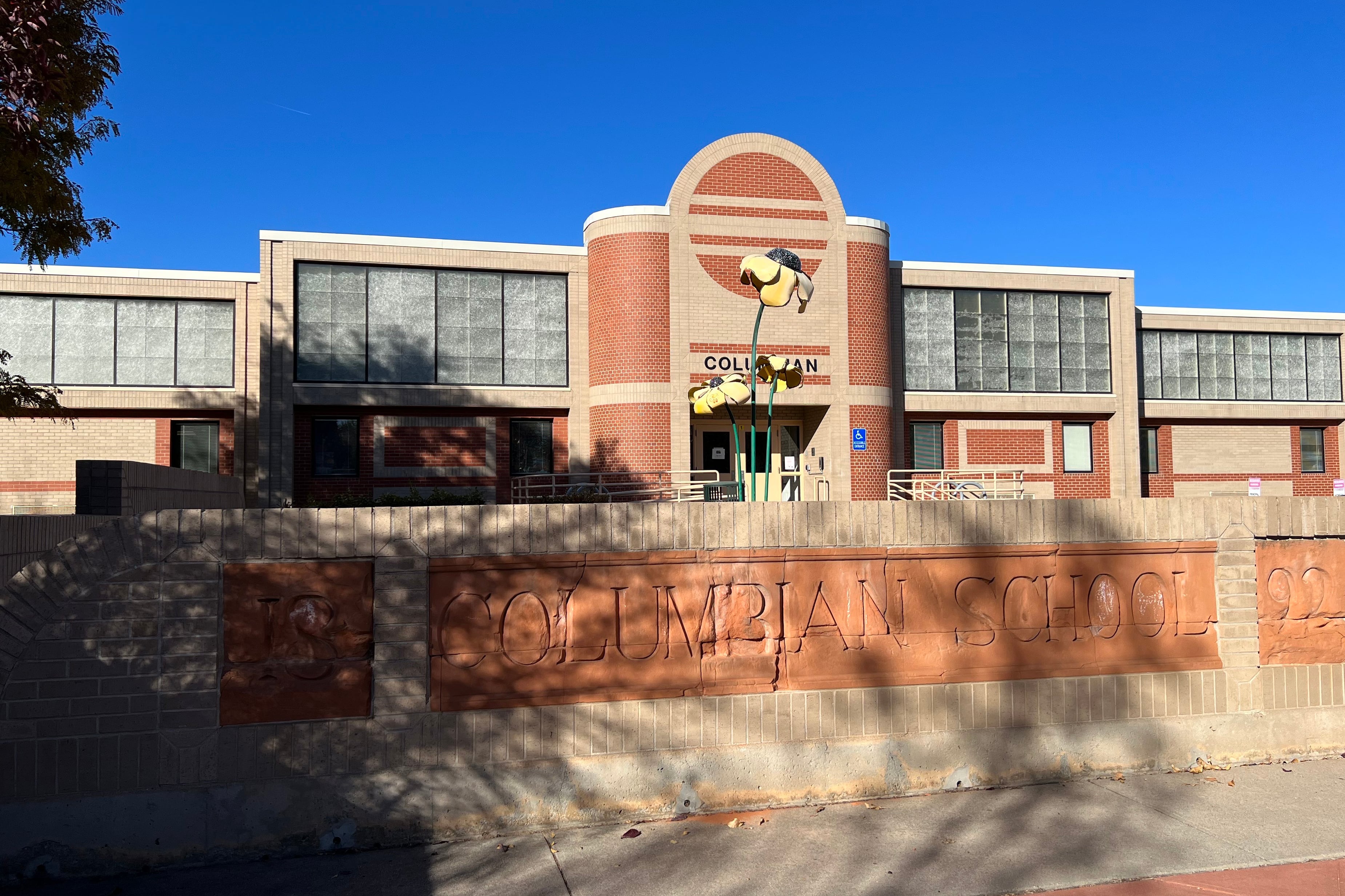The front entrance to a school building.