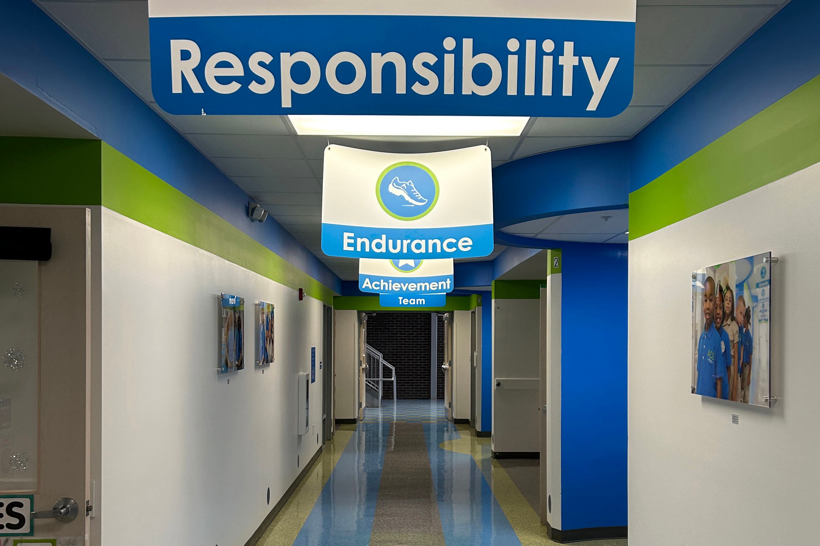 The hallway of a school.