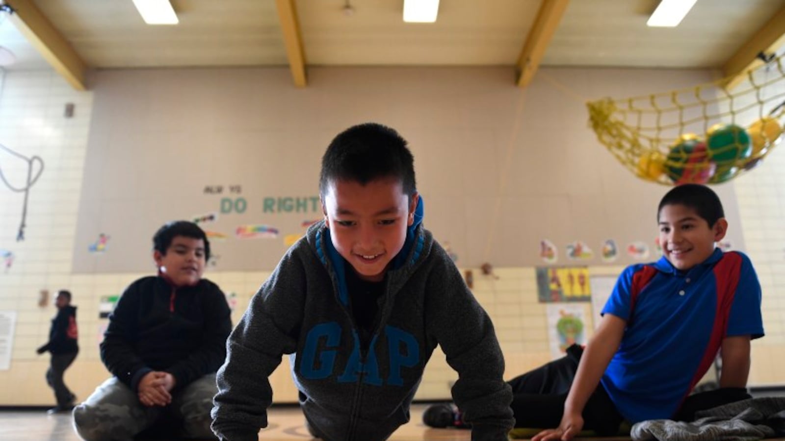 Students during PE class at Lyn Knoll Elementary School in 2016 in Aurora, Colorado. (Photo by Helen H. Richardson/The Denver Post)