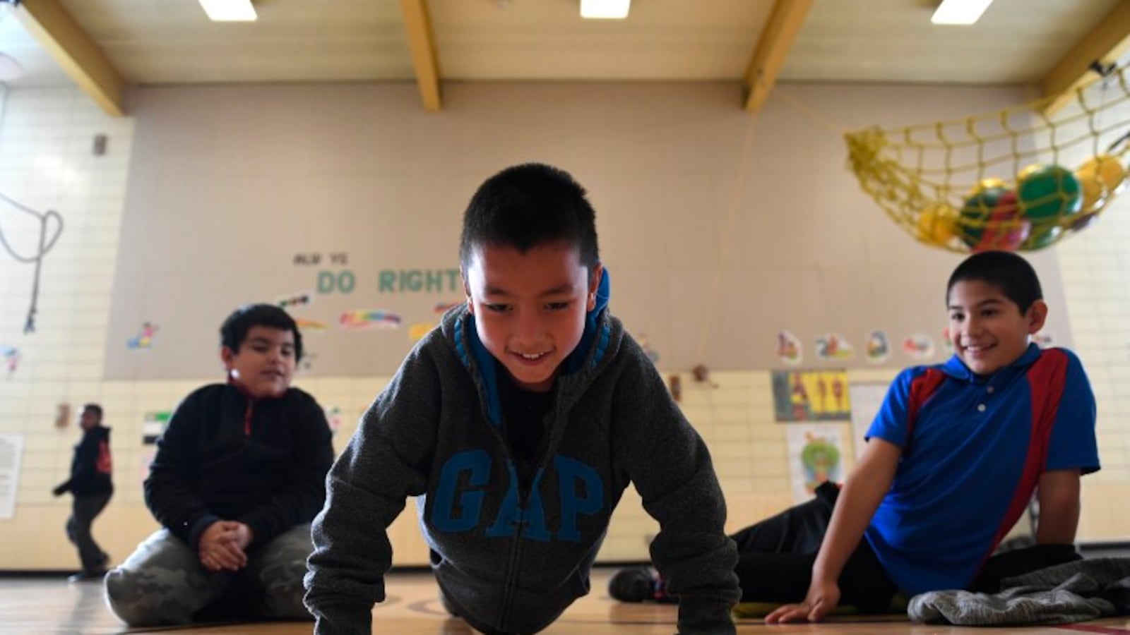 Students during PE class at Lyn Knoll Elementary School in 2016 in Aurora, Colorado. (Photo by Helen H. Richardson/The Denver Post)