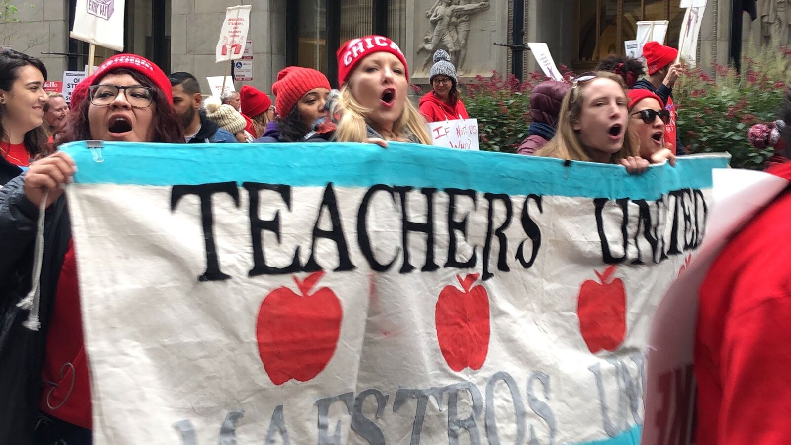 Chicago teachers rallied downtown on Oct. 18 on the second day of a citywide strike of teachers and support staff.