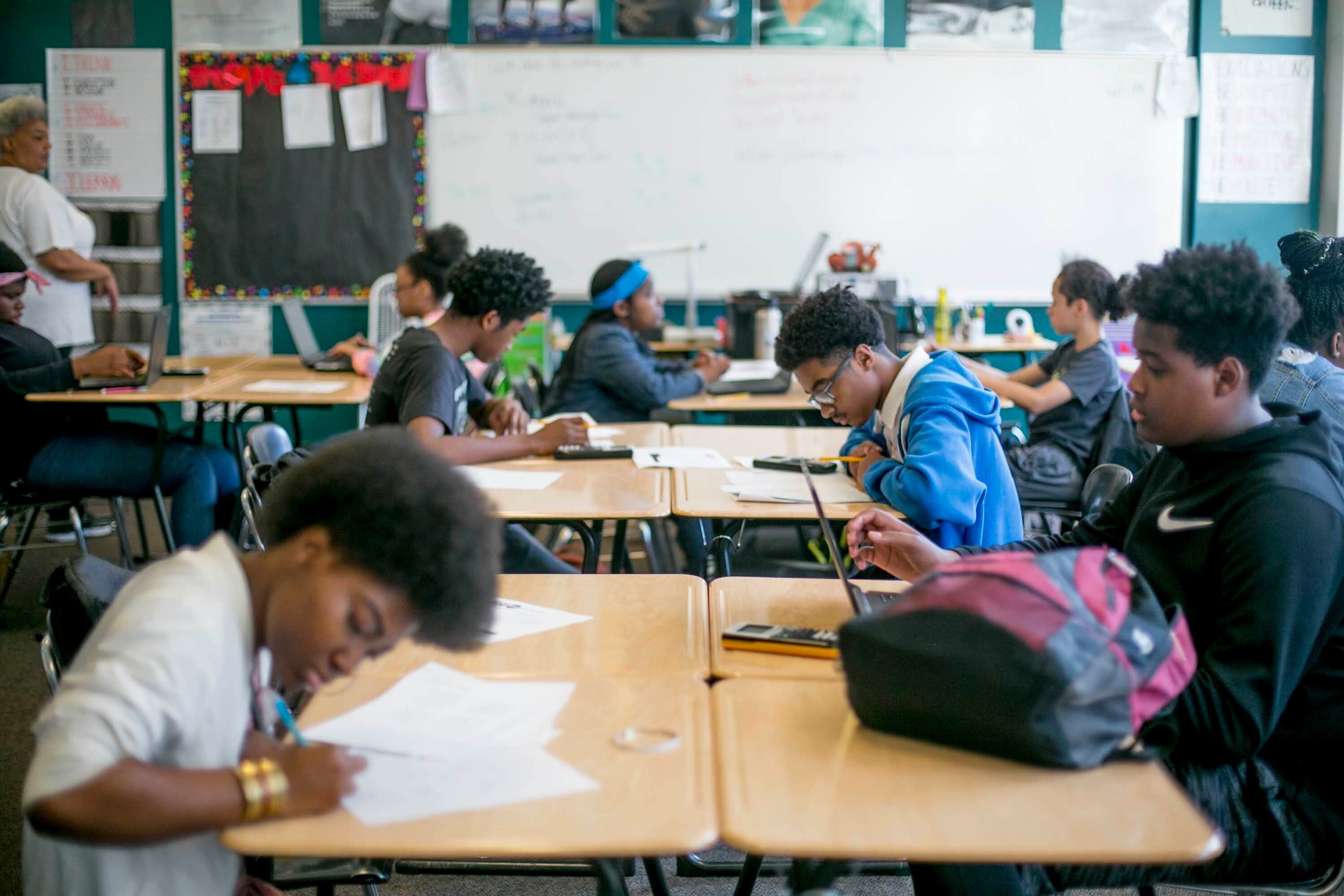 June 2019 file photographs made at Southeastern High School in Detroit by freelancer Anthony Lanzilote.