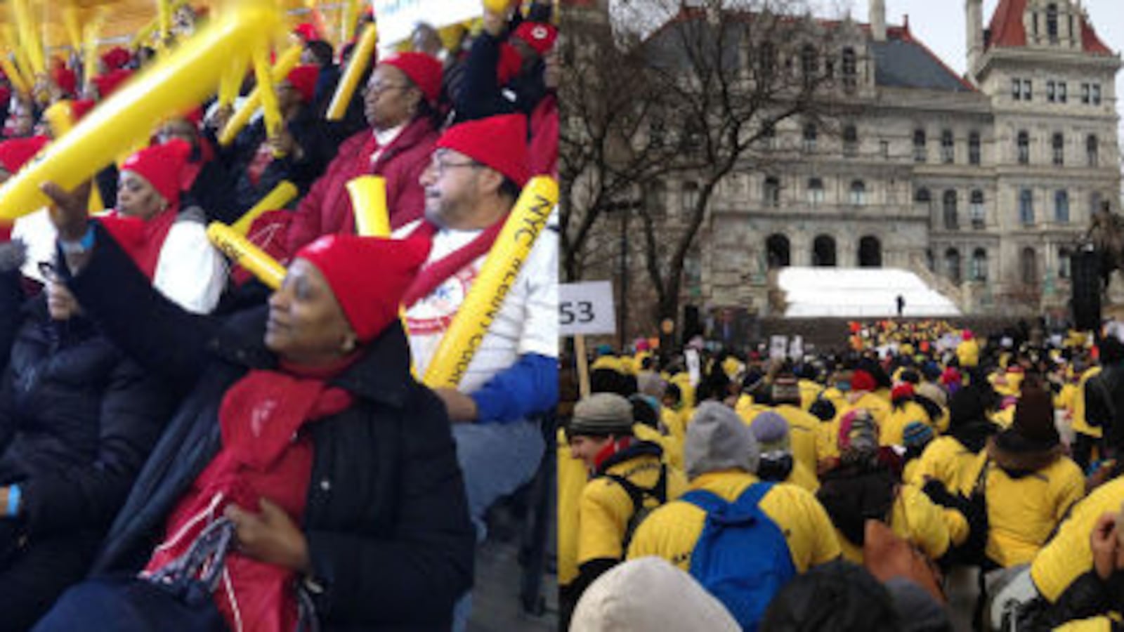 Crowds at dueling education rallies earlier this year in Albany, two of the many expenses that lobbying groups had in an unusually busy legislative session.