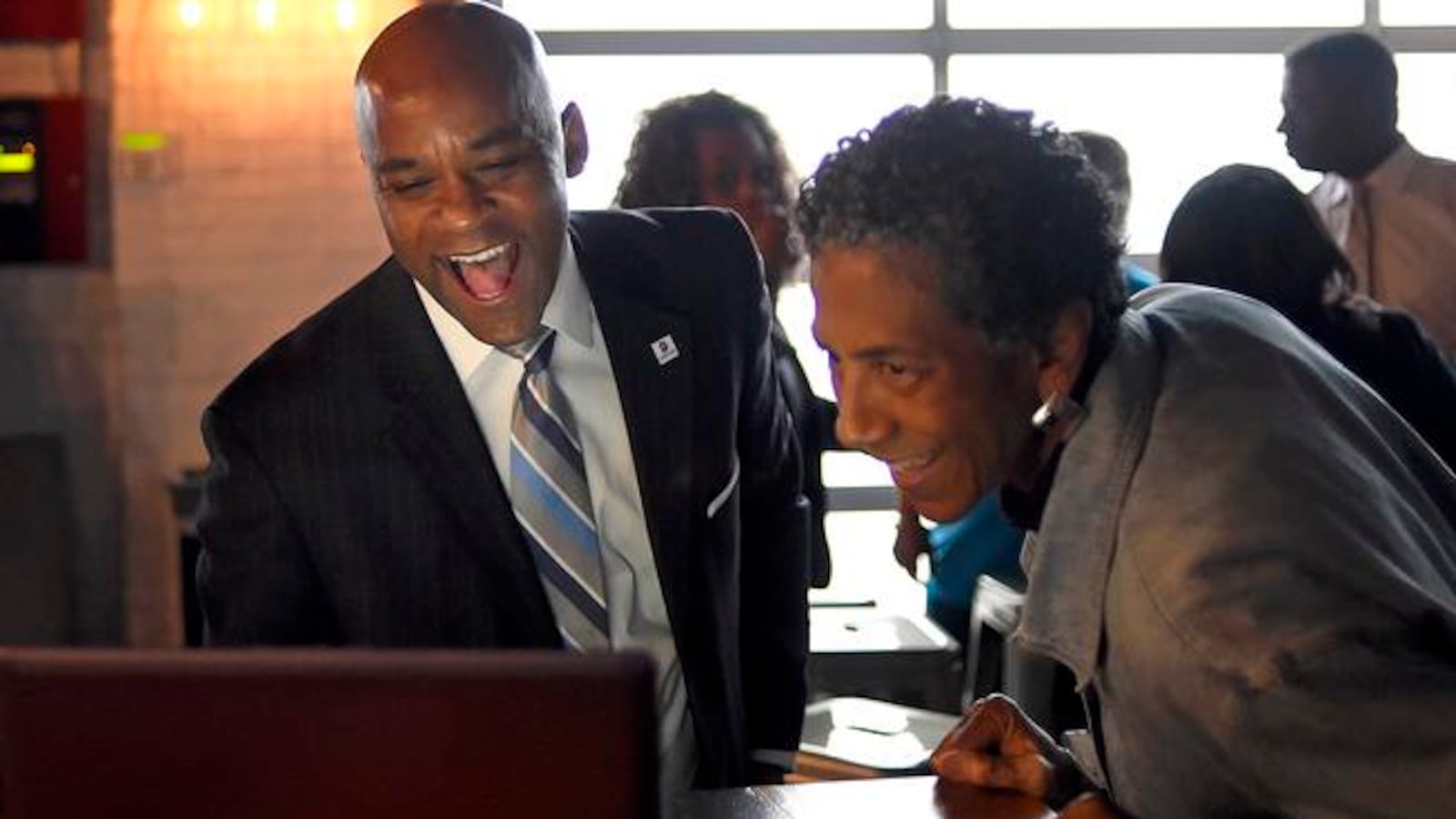 Allegra "Happy" Haynes with Mayor Michael Hancock earlier this year. (Photo by AAron Ontiveroz/The Denver Post)