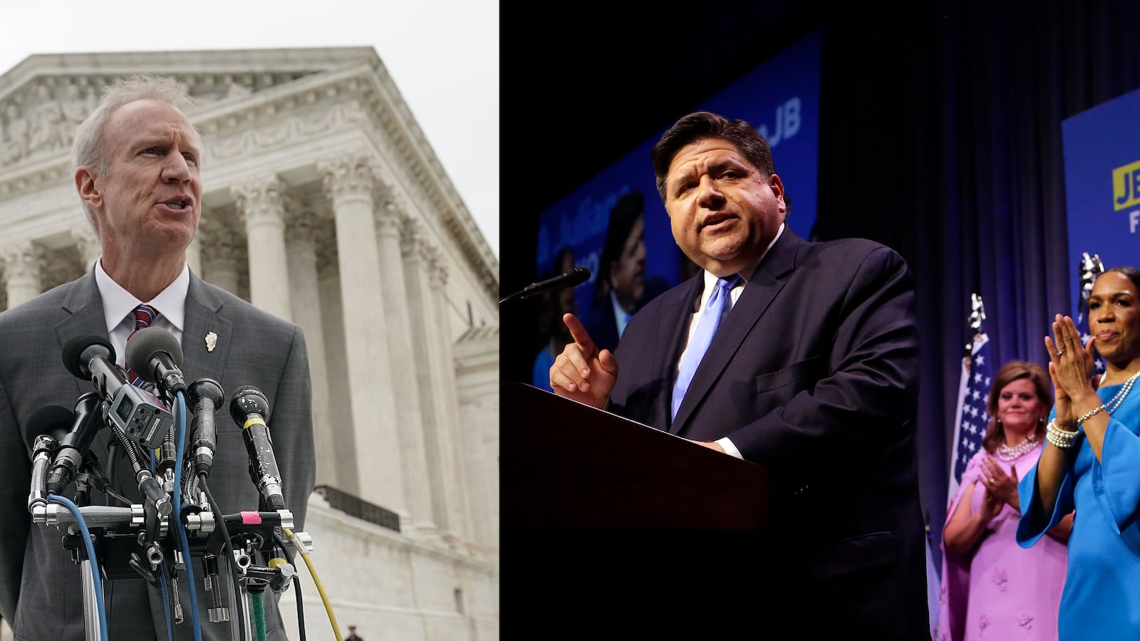 Our conversations with Gov. Bruce Rauner, left and challenger J.B. Pritzker will air Oct. 3 on WBEZ 91.5 FM.