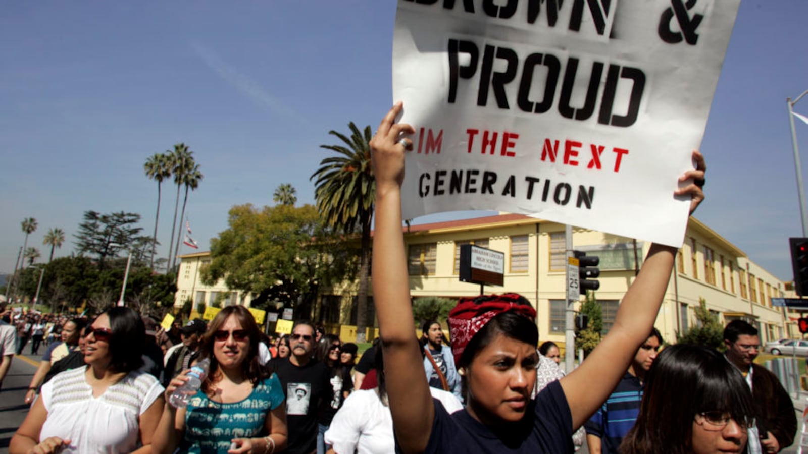 Sonia Salazar, a college student, joins over 1,000 people to commemorate the historic East LA student walkouts of 1968 earlier this year. Mexican-American Studies courses are gaining traction now in K-12 schools after years of growth in higher education, a panel concluded during a recent civil rights conference in San Antonio.
