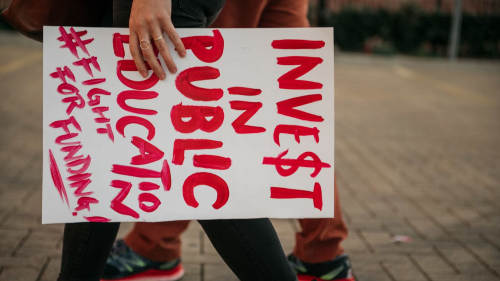 A Chicago Teachers Union sign from a September rally