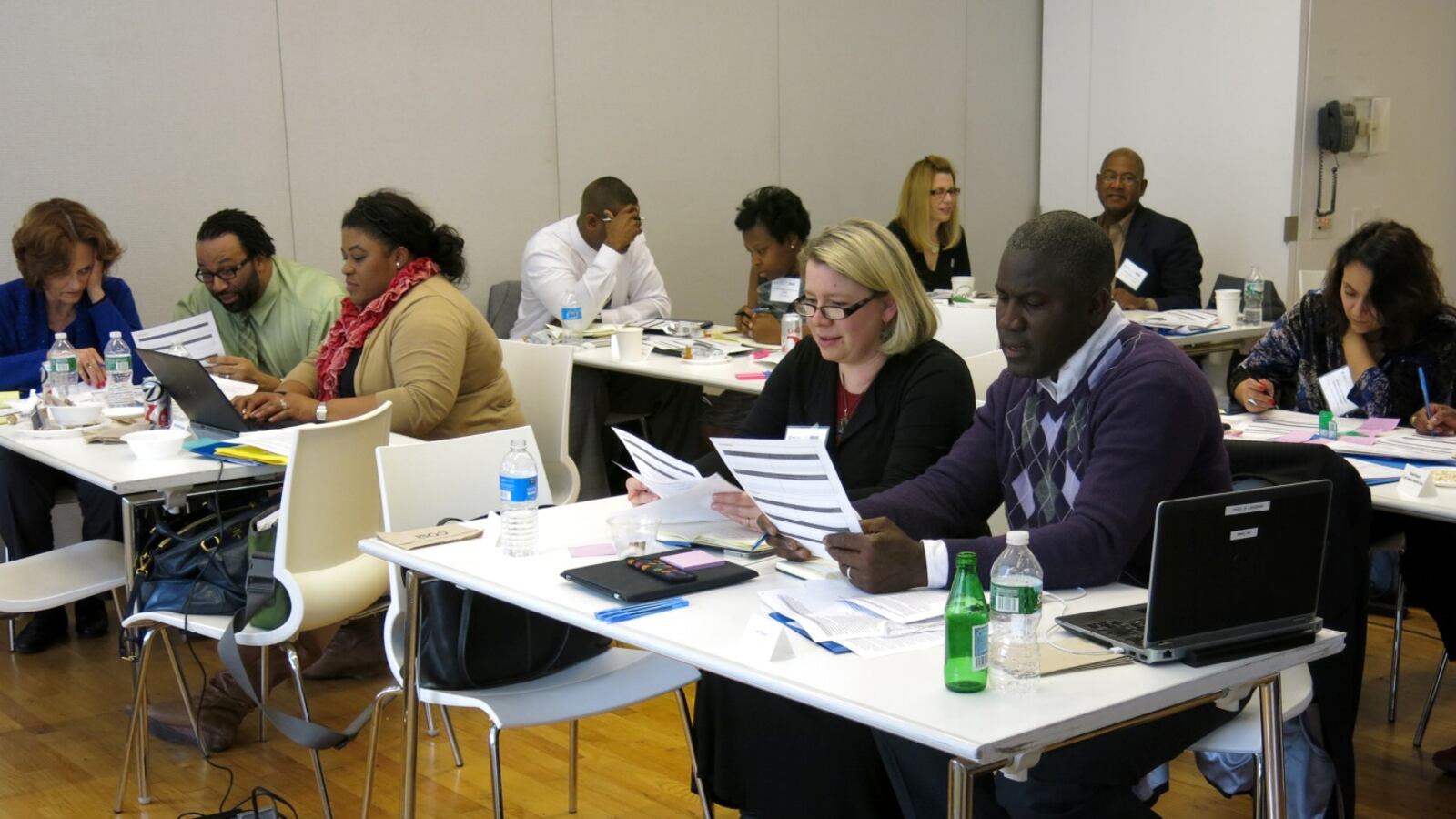 Leaders from small charter school networks across the country met in New York in March for an Achievement First-led training program focused on the Common Core. Ian Rowe, CEO of Public Prep in New York, is seated at the bottom right.