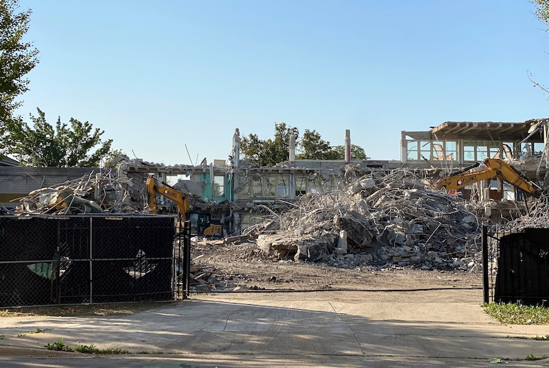 A partially demolished building