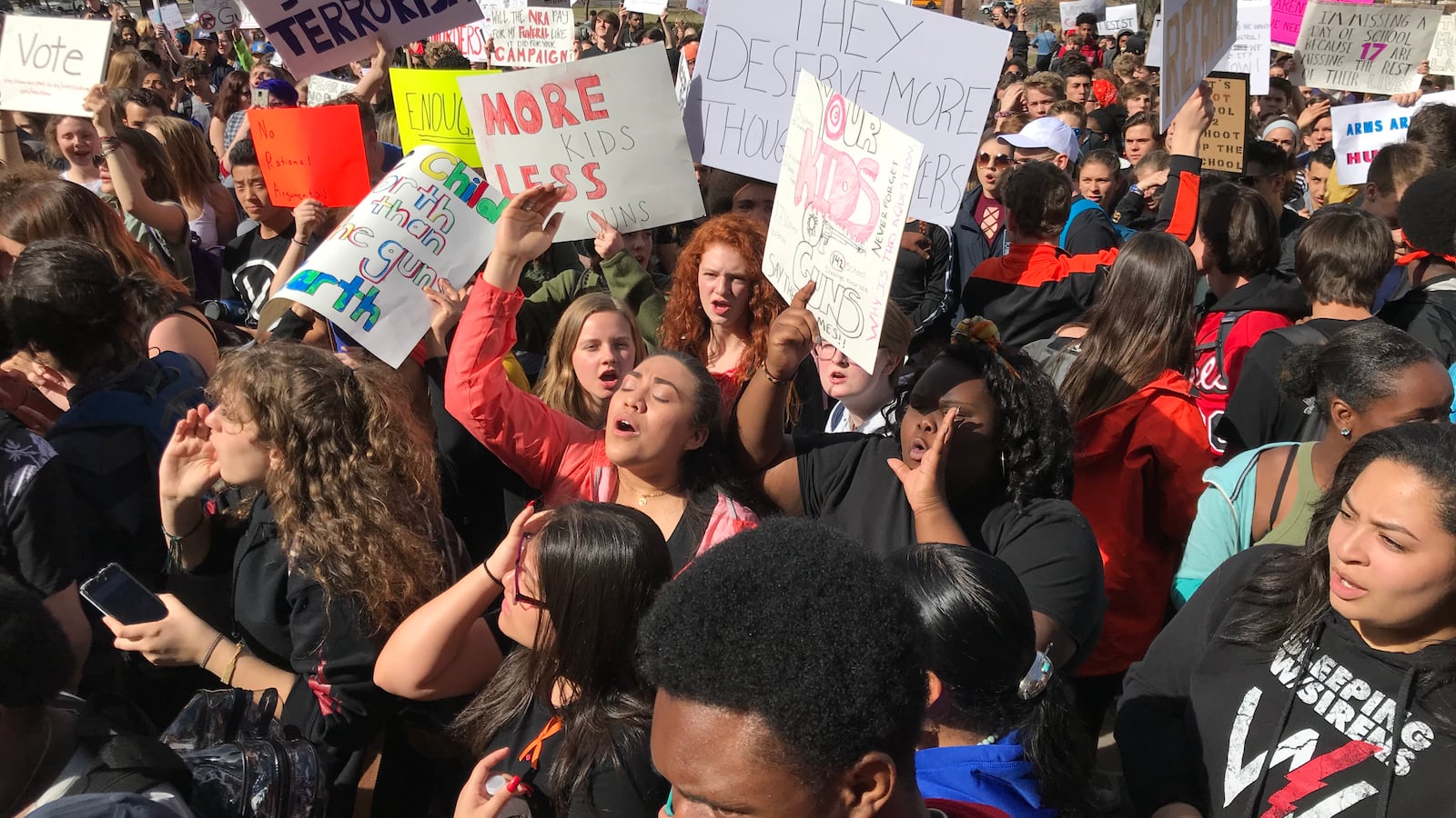 Students protest gun violence at the Colorado state Capitol.
