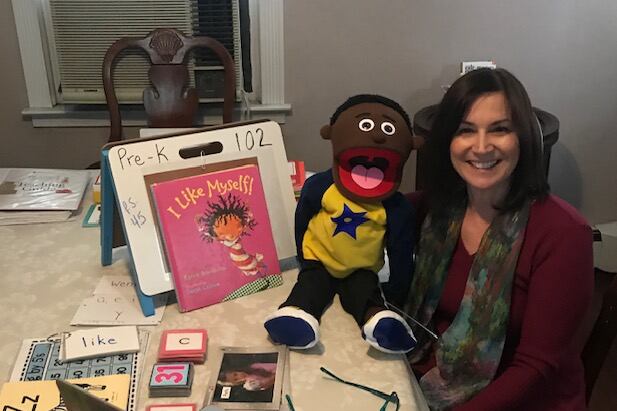 Pre-K teacher Donna Pizzi has been doing small group live instruction for her 4-year-olds.