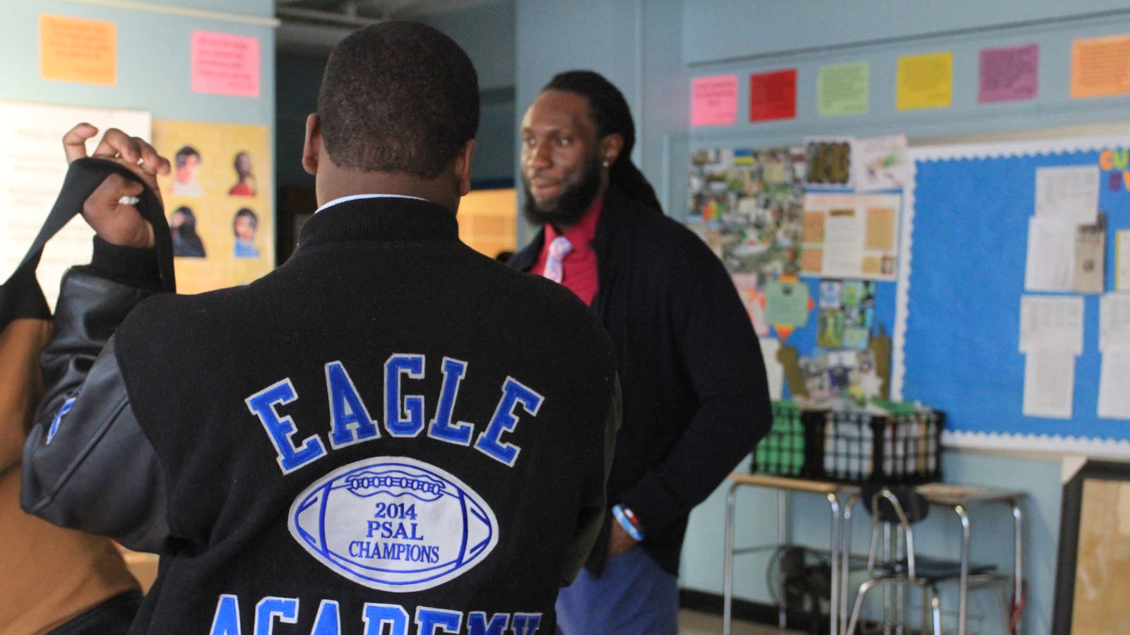 Senior Jamal Trotman leaves his government class at Eagle Academy for Young Men II in Bedford-Stuyvesant, Brooklyn.