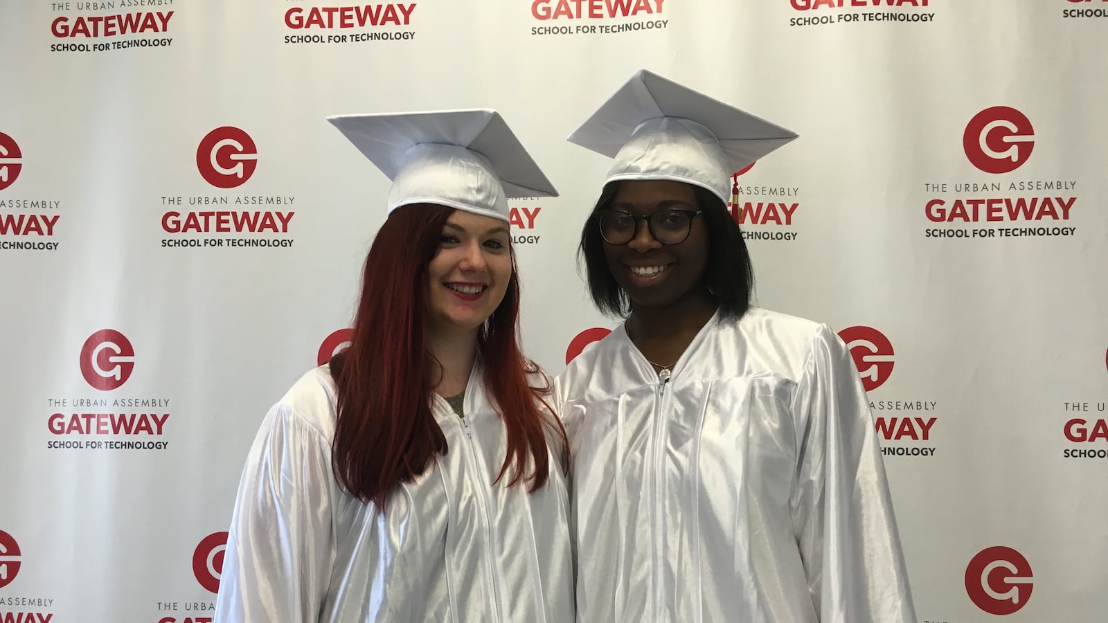 Leigh Duignan (left) and Dorothy Slater (right) immediately before graduation.