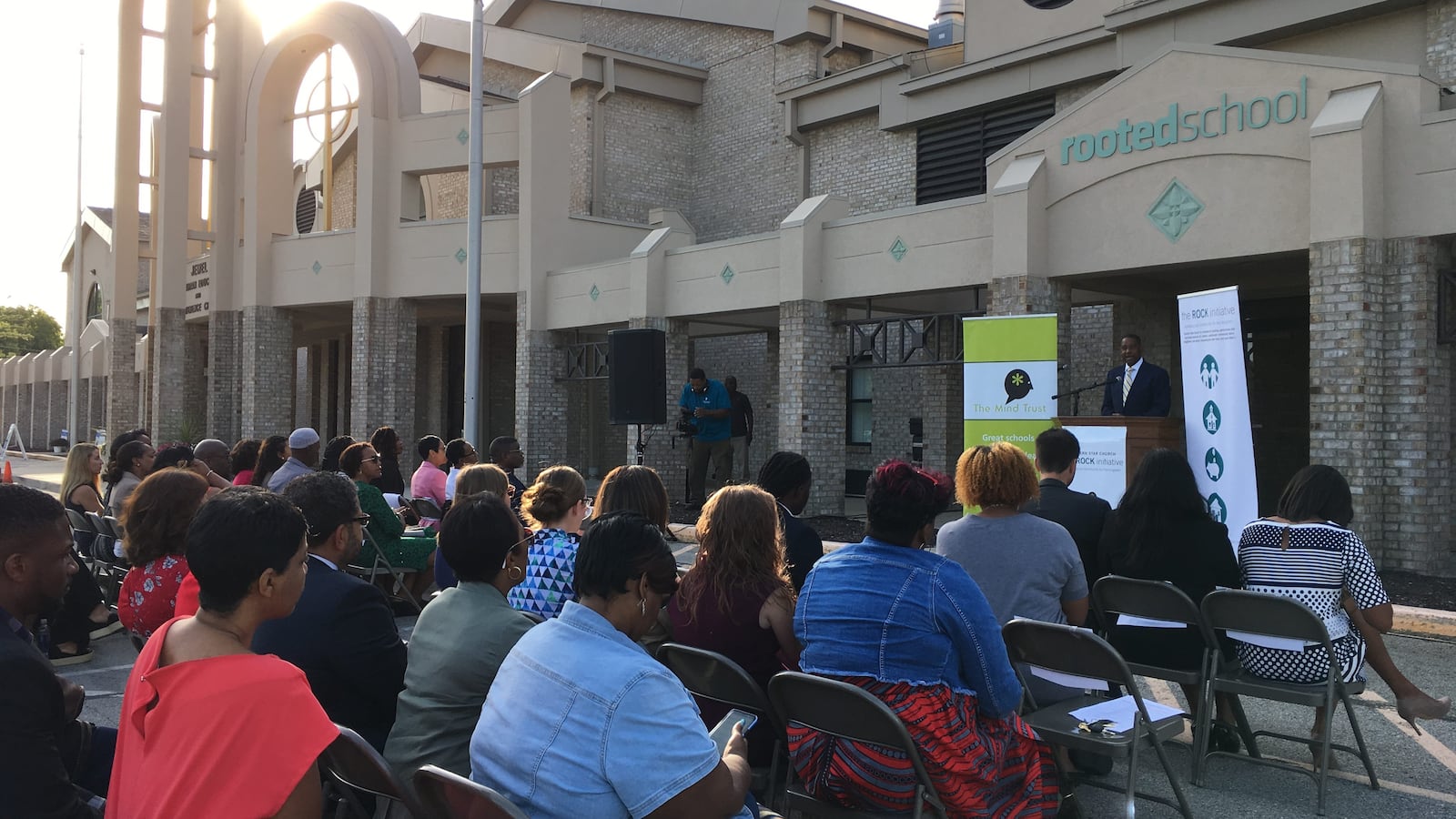 Eastern Star Church Senior Pastor Jeffrey A. Johnson, Sr., announces a partnership with The Mind Trust during a press conference Thursday.