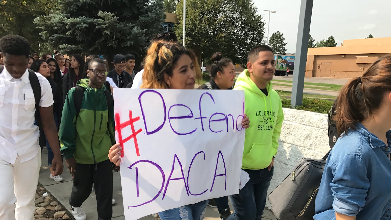 Denver students walked out of school September 5, 2017 to protest President Trump's decision to end DACA.