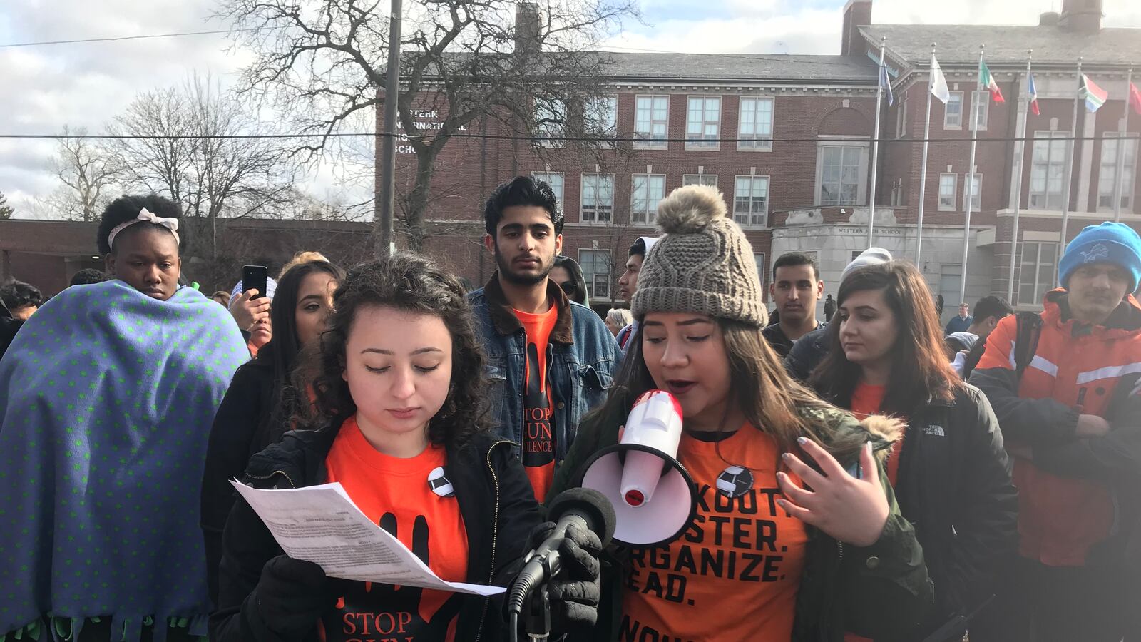 Students at Western International High School gather as part of National Walkout Day, a student-led protest happening across the country.