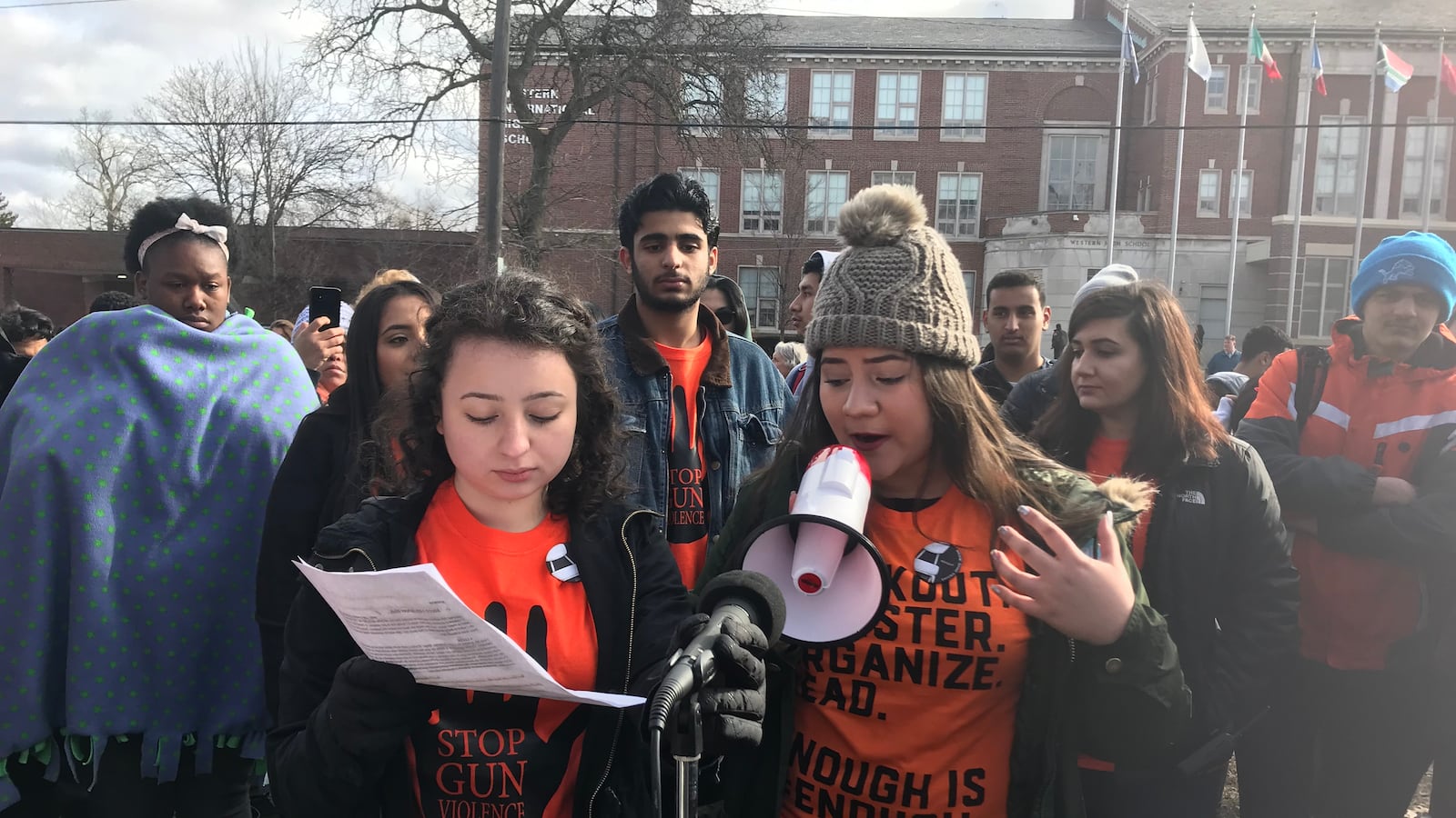Students at Western International High School gather as part of National Walkout Day, a student-led protest happening across the country.