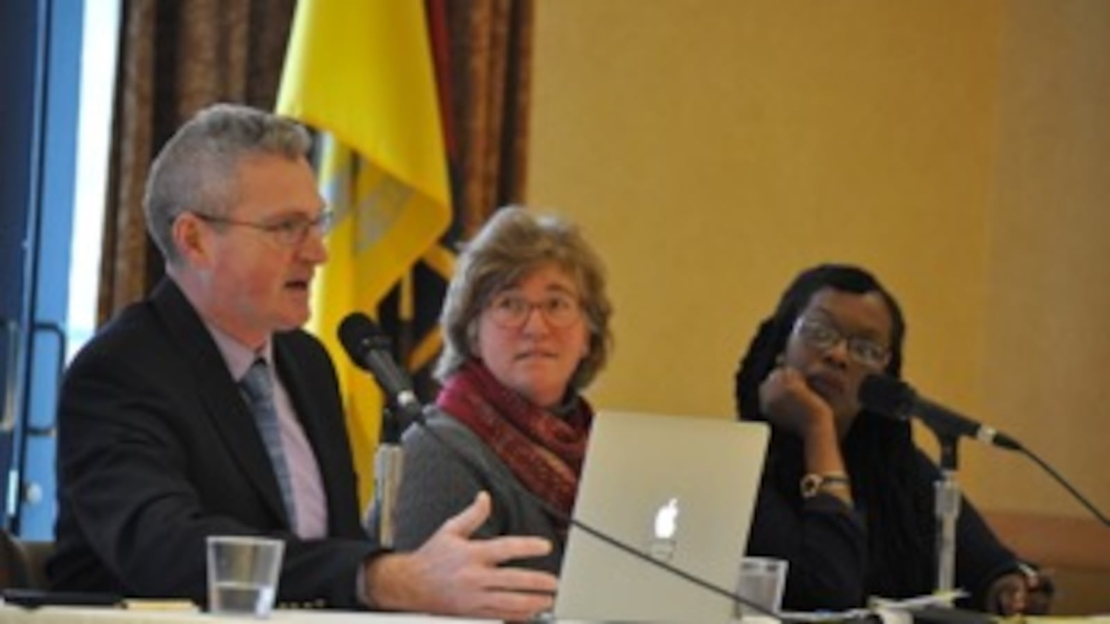 At a panel discussion at the University of Colorado Boulder. From left: Raegen Miller, Teach For America; Jennie Whitcomb, University of Colorado; Terrenda White, University of Colorado