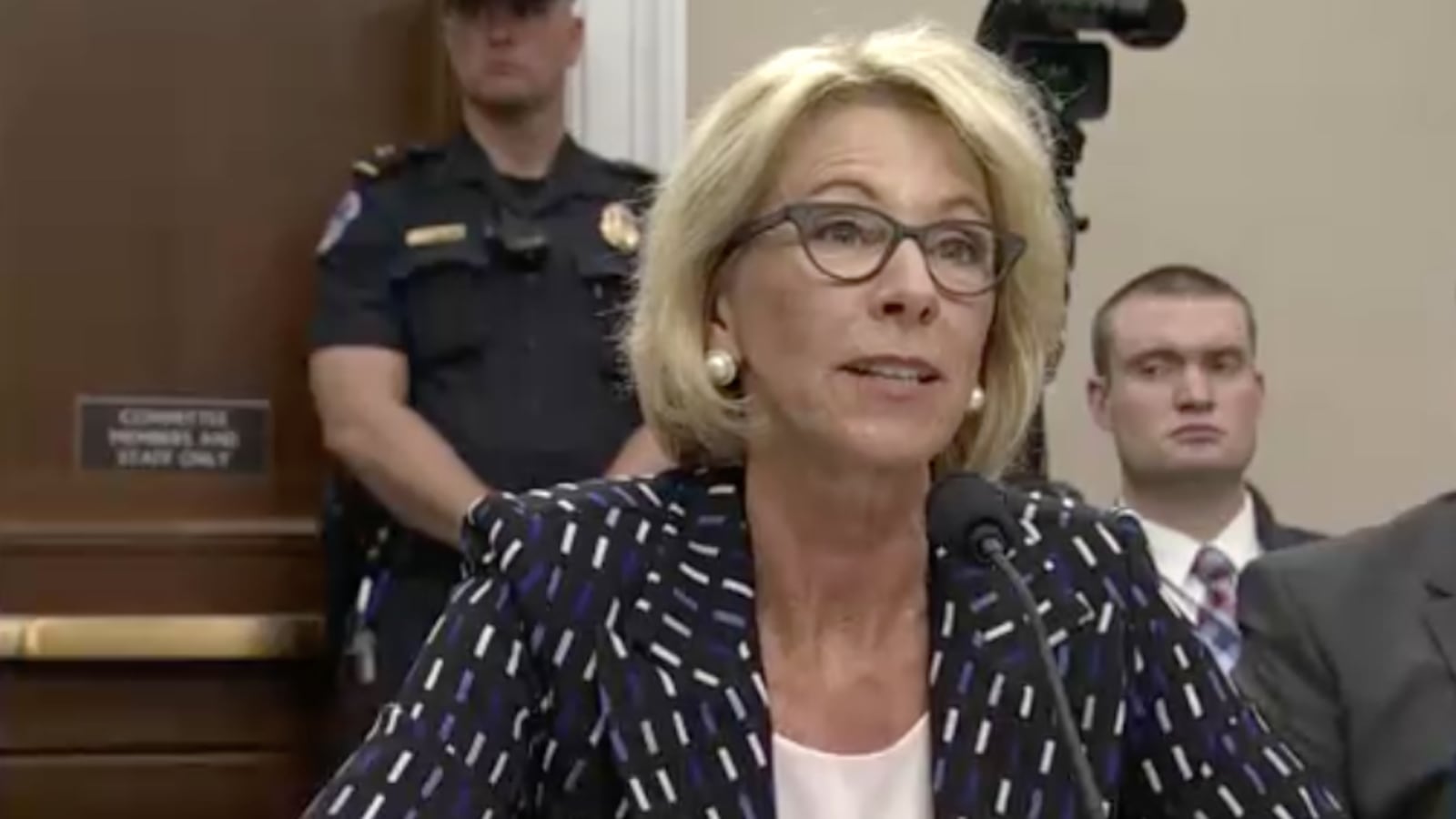 U.S. Education Secretary Betsy DeVos testified before a Senate panel before her confirmation in February.