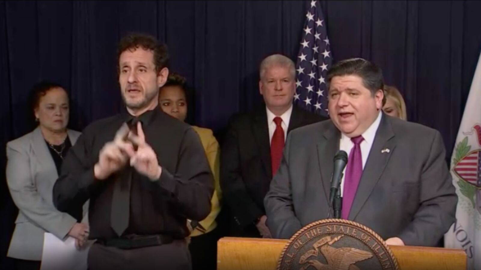 Illinois Gov. J.B. Pritzker announces a statewide school closure through March 30.