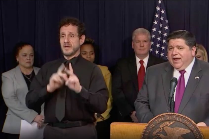 Illinois Gov. J.B. Pritzker announces a statewide school closure through March 30.