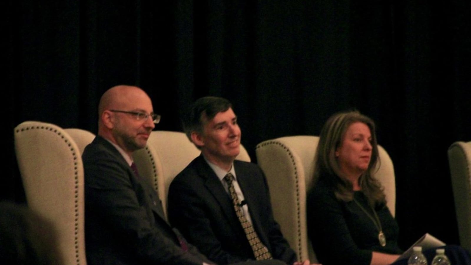 Chris Barbic (left) speaks at panel alongside Mark Gleason of the Philadelphia School Partnership and Mary Seawell of the Gates Family Foundation. Barbic returned to Memphis for a forum on K-12 philanthropy.