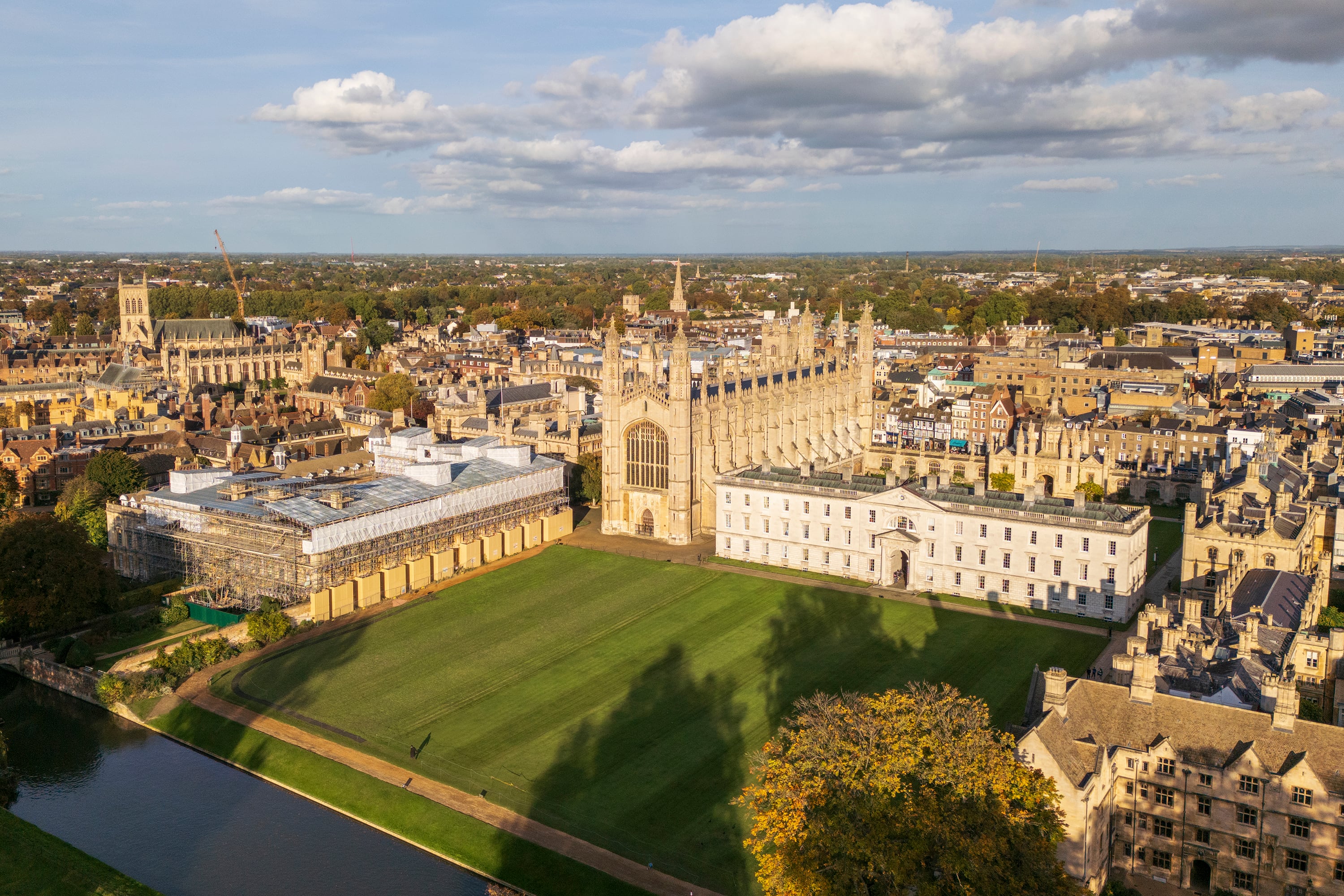 An aerial photograph of a large university campus in England.