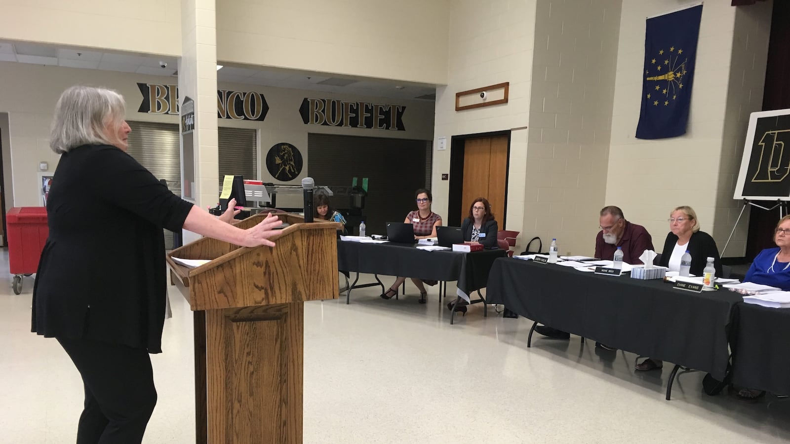 Mary Jane Lapointe, an attorney for Indiana Virtual School and Indiana Virtual Pathways Academy, responds to the Daleville school board’s move to revoke their charters.