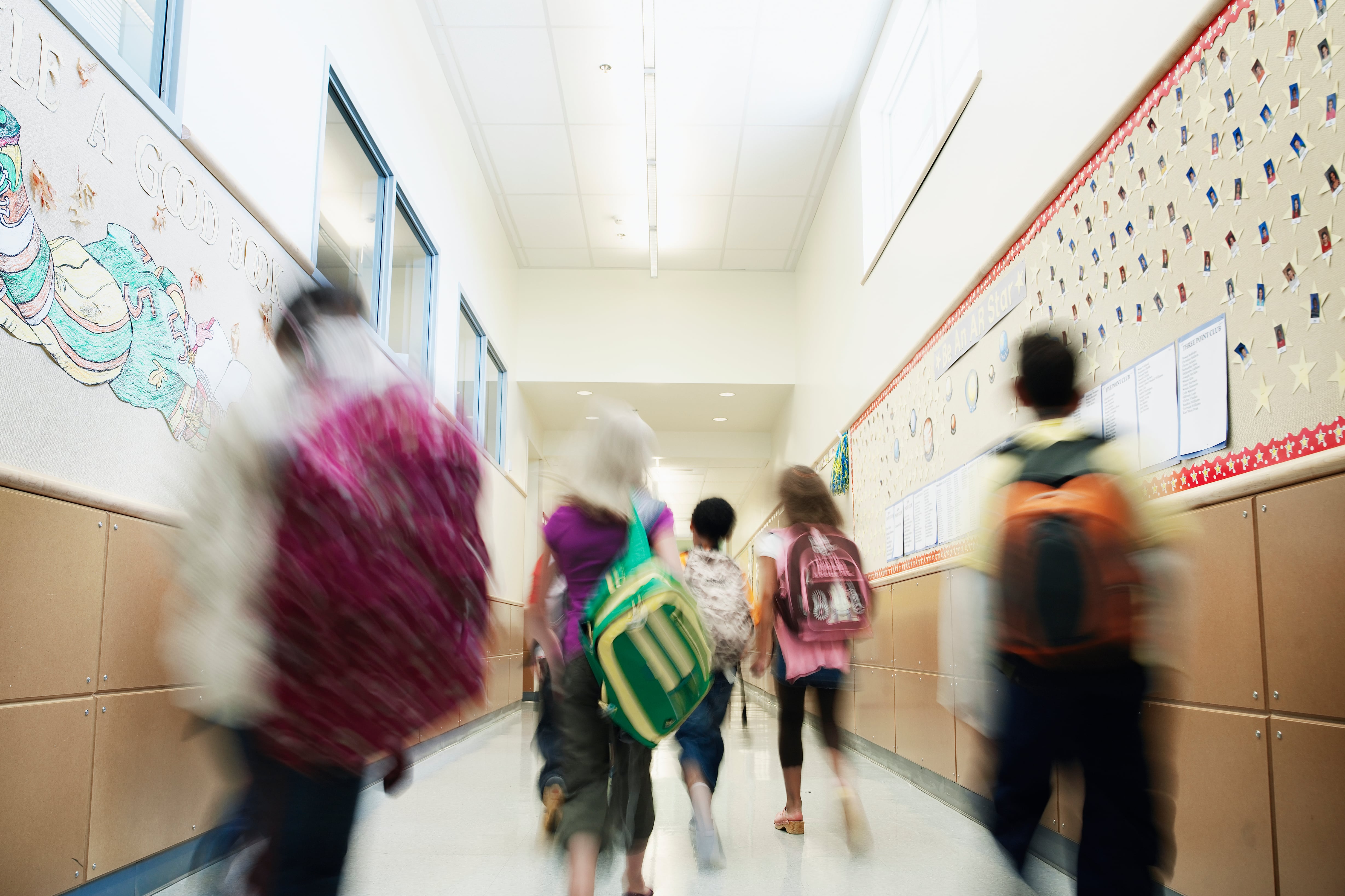 classroom, students walking