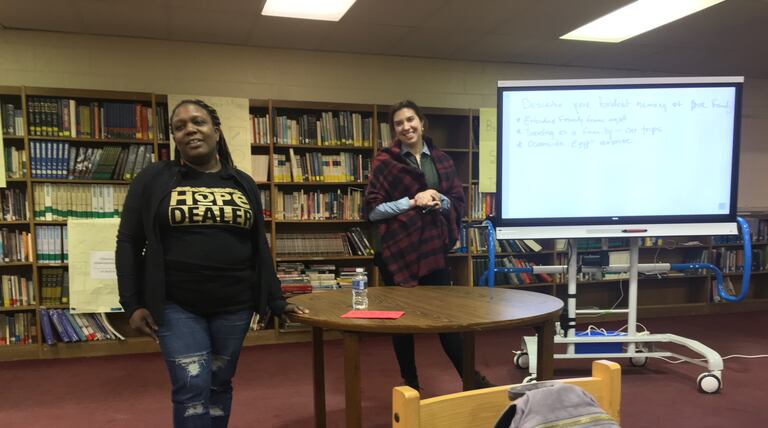 Students and community members have a family talk during Black Lives Matter Week of Action