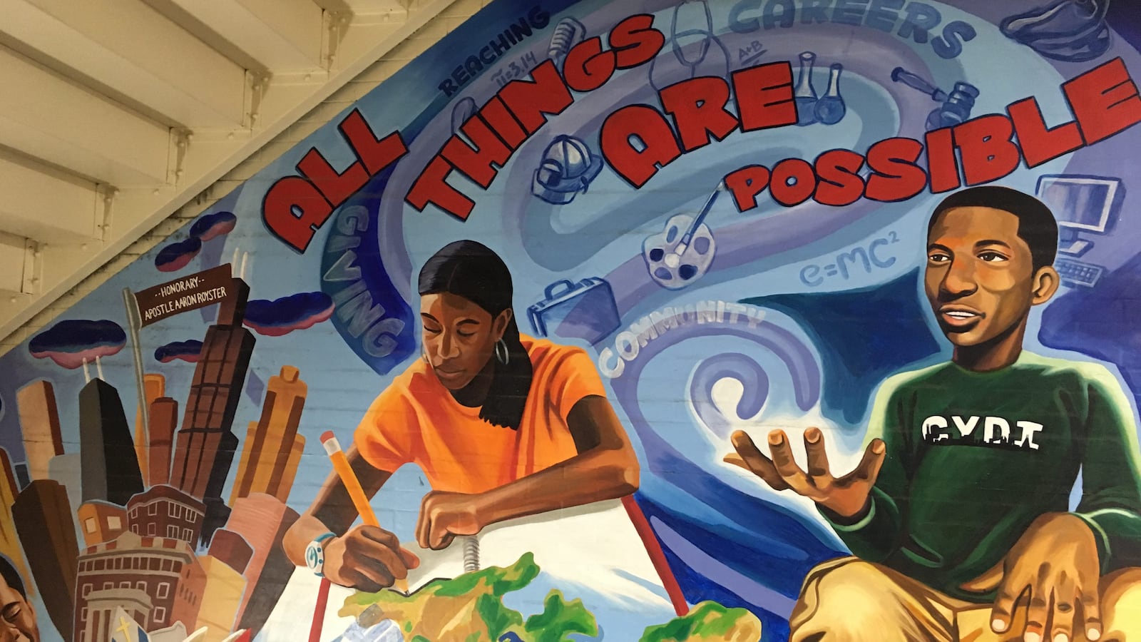 A mural inside the Community Youth Development Institute.