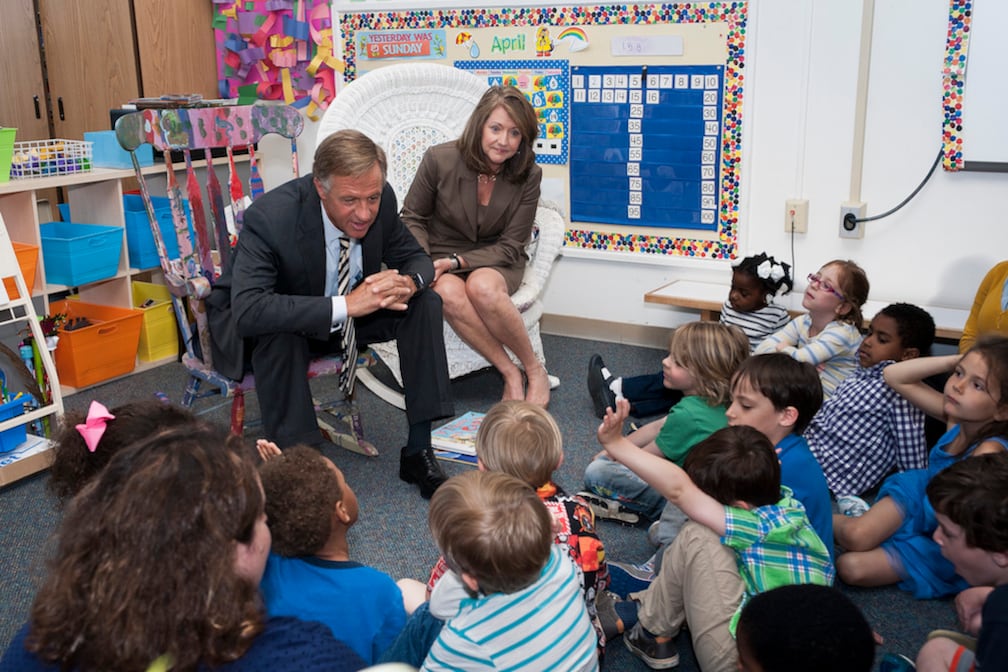 Gov. Bill Haslam and first lady Chrissy Haslam read to children in 2014 at the University of Memphis Child Care Center.