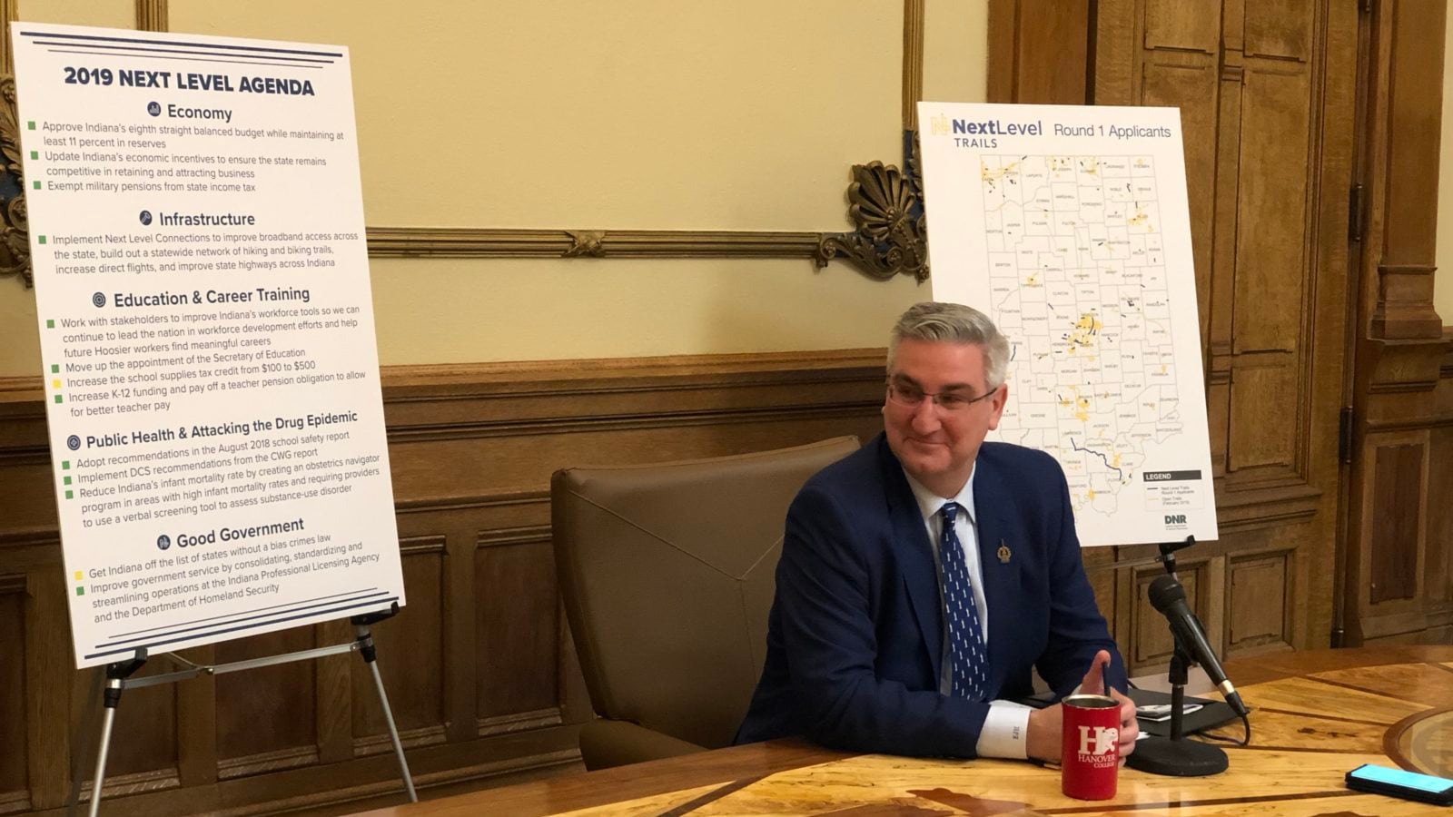 Gov. Eric Holcomb addressed teacher pay in his recent press conference with reporters mid-way through the 2019 legislative session.