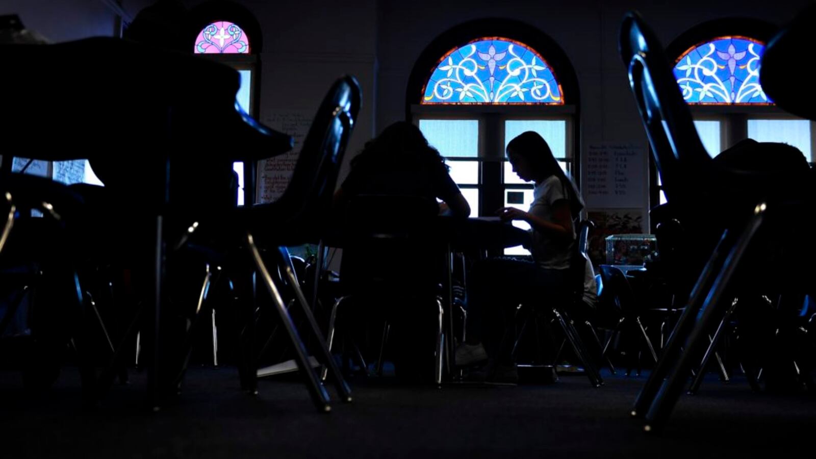 Students in class at Dora Moore ECE-8 during the second day of the Denver Public Schools teachers strike.