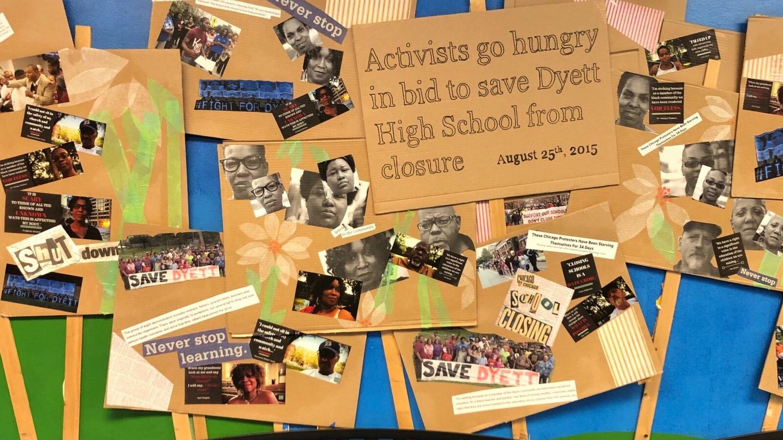 A mural at Chicagos Dyett High School commemorates the hunger strike that helped keep the school open.
