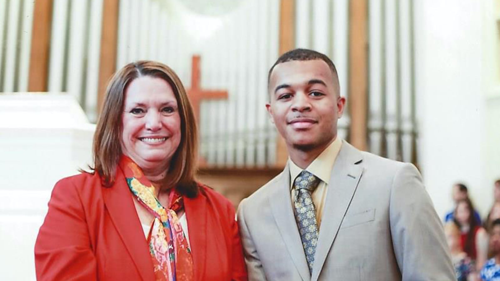 Barbara Harmon, left, poses with a Germanton High School student. Hamon is up for Tennessee's principal of the year.