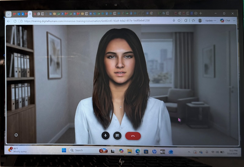 A computer-generated female figure on a screen.