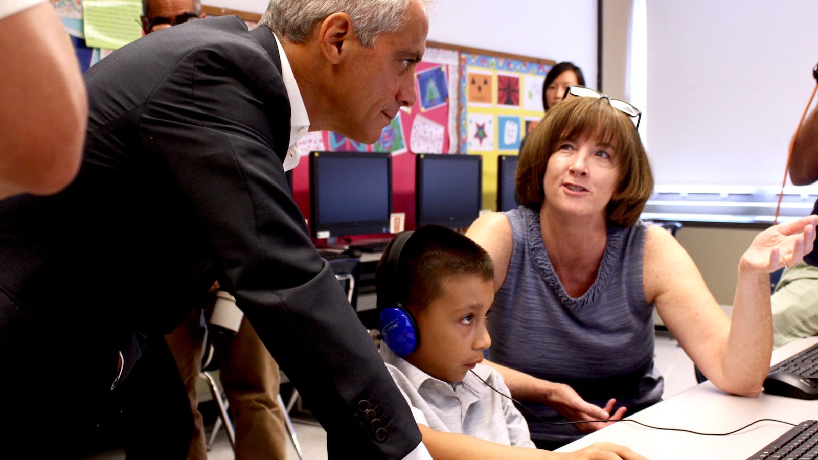 Rahm Emanuel at Cardenas Elementary School in Little Village, moments before he announced this year's $1 billion capital plan.