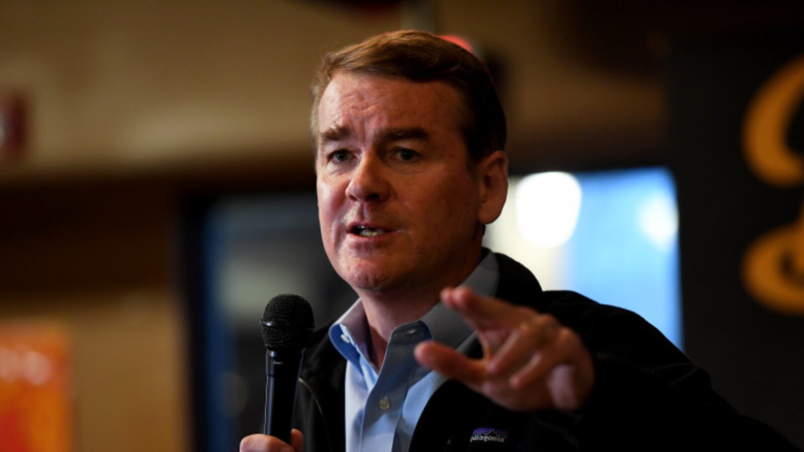 Michael Bennet speaks to the Polk County Democrats at Doc's Lounge on Feb. 22, 2019, in Johnston, Iowa.