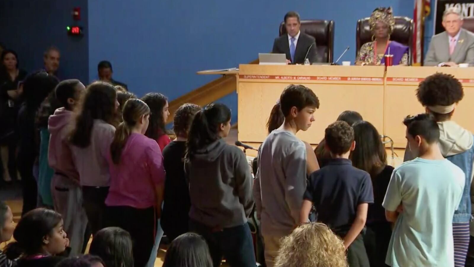 Students from Miami's iPrep, where Superintendent Alberto Carvalho also serves as principal, asked him to stay in Miami at a March 1st board meeting.