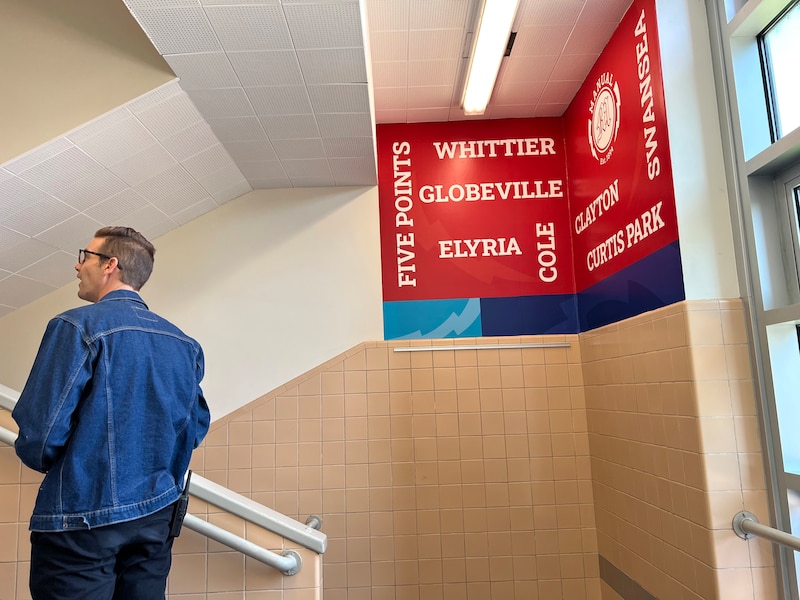 A stairwell in a school.
