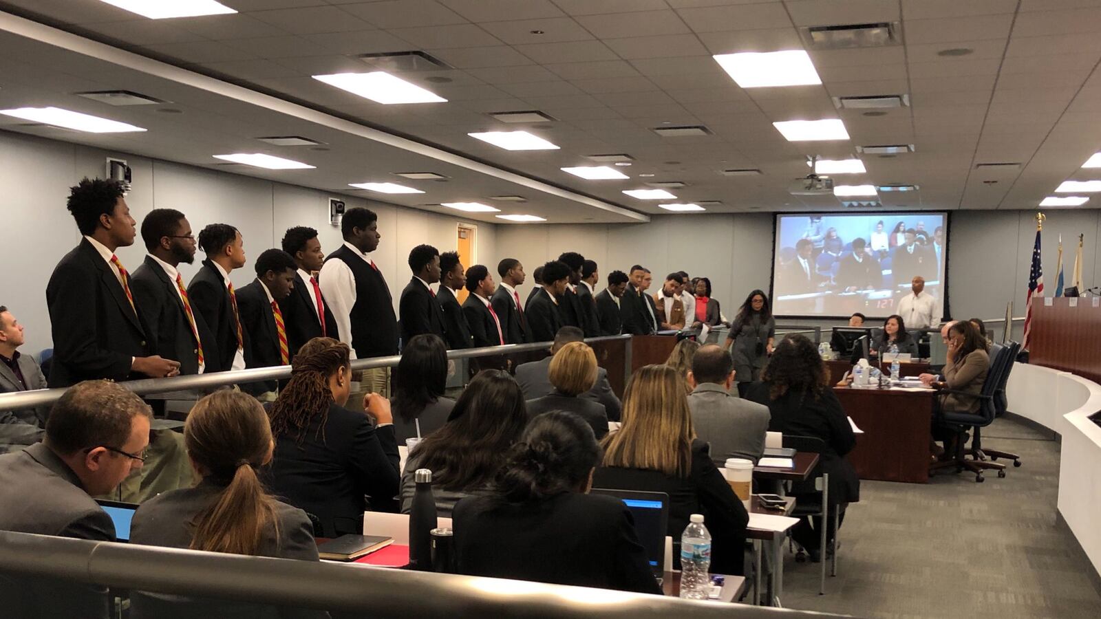 Urban Prep students attended the Chicago Board of Education meeting on Wednesday Jan. 22, 2020, to speak in support of their school.