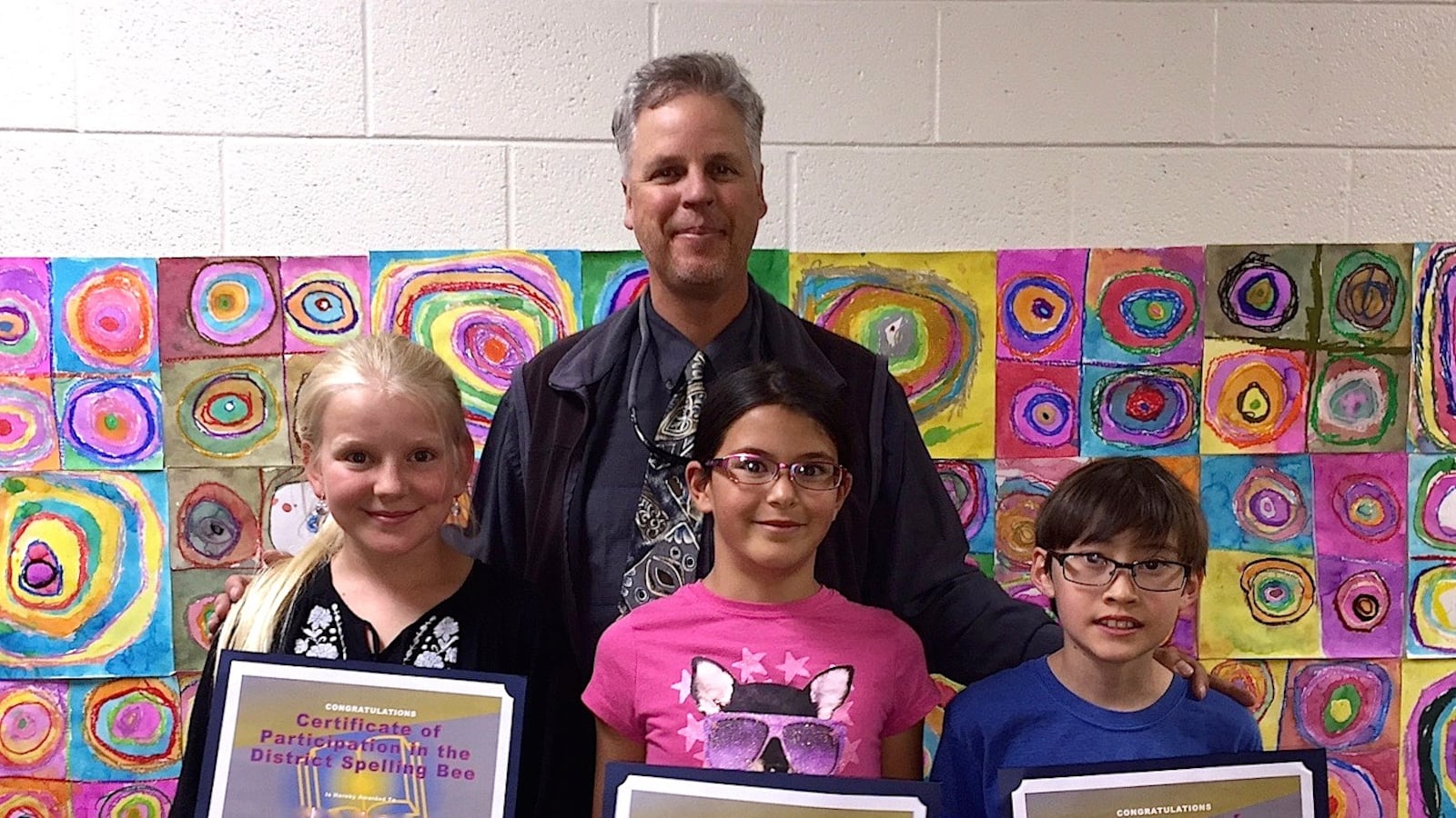 James Chamberlin, principal of Fraser Valley Elementary School in the East Grand school district, with students.