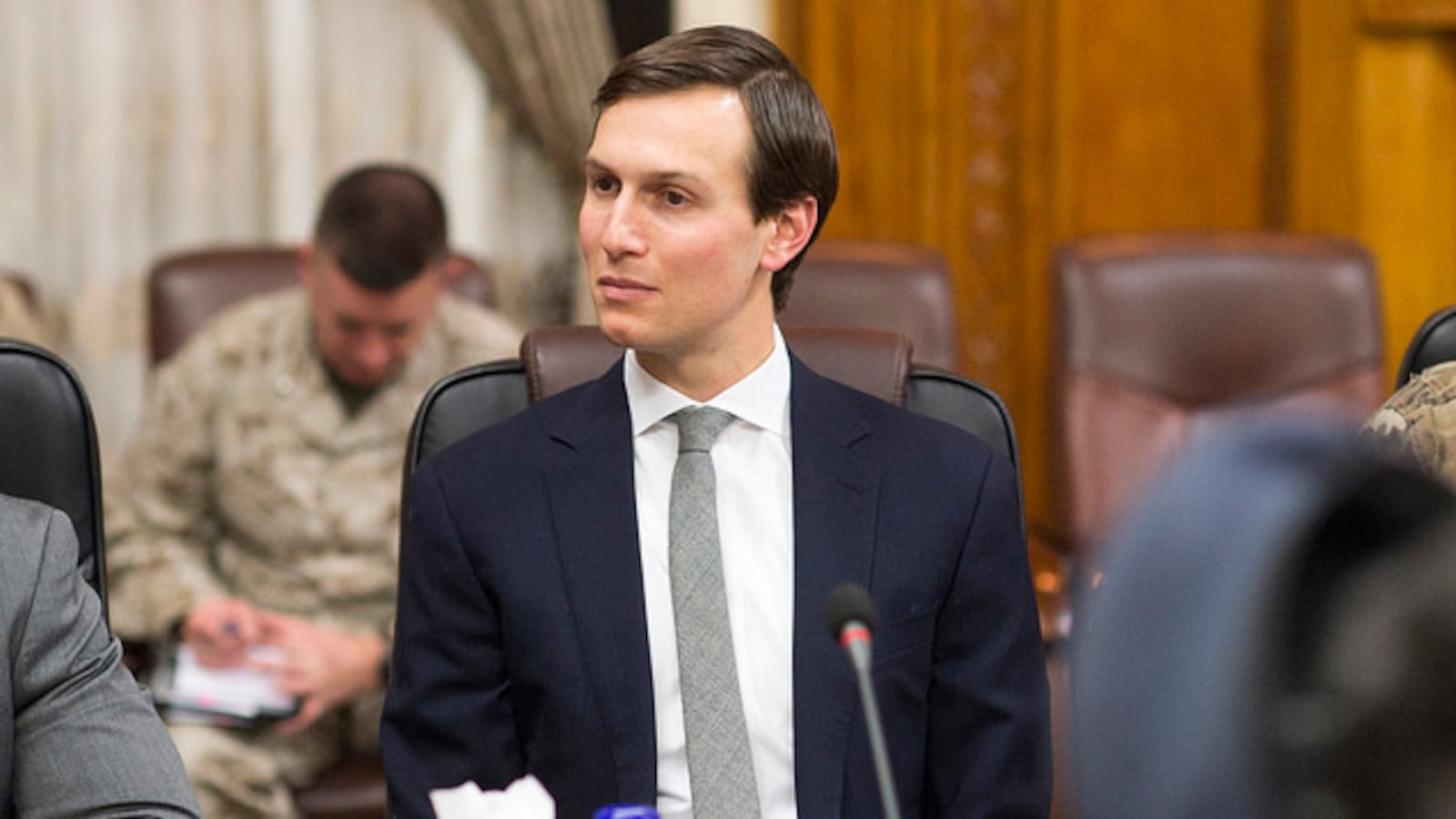 Jared Kushner during an April 2017 meeting of the Joint Chiefs of Staff.