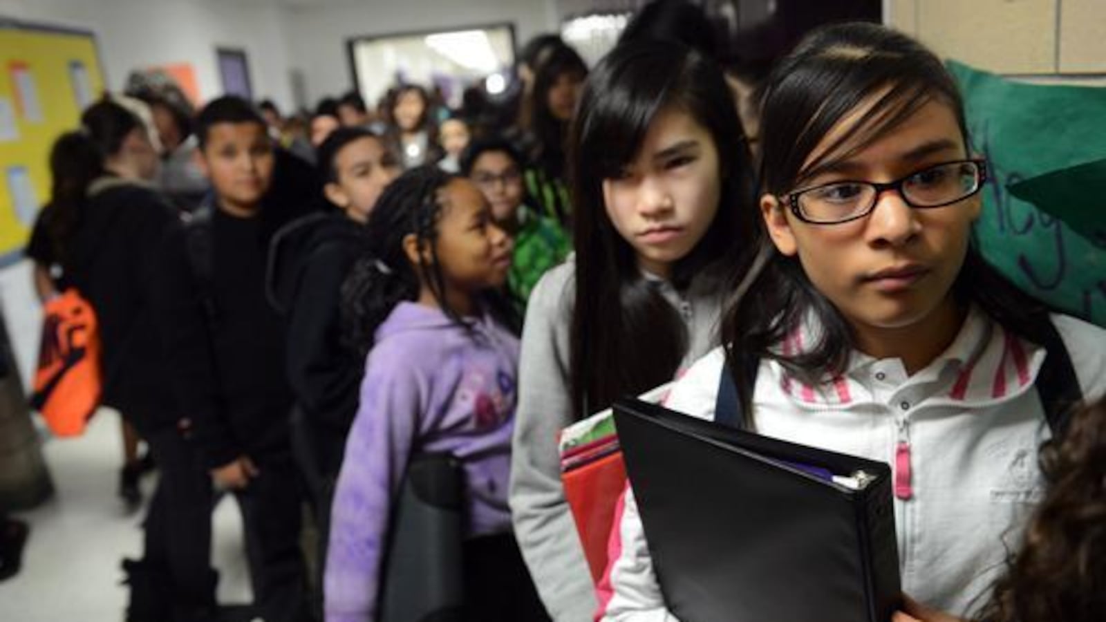File photo of sixth-grade students at Kearney Middle School in Commerce City.