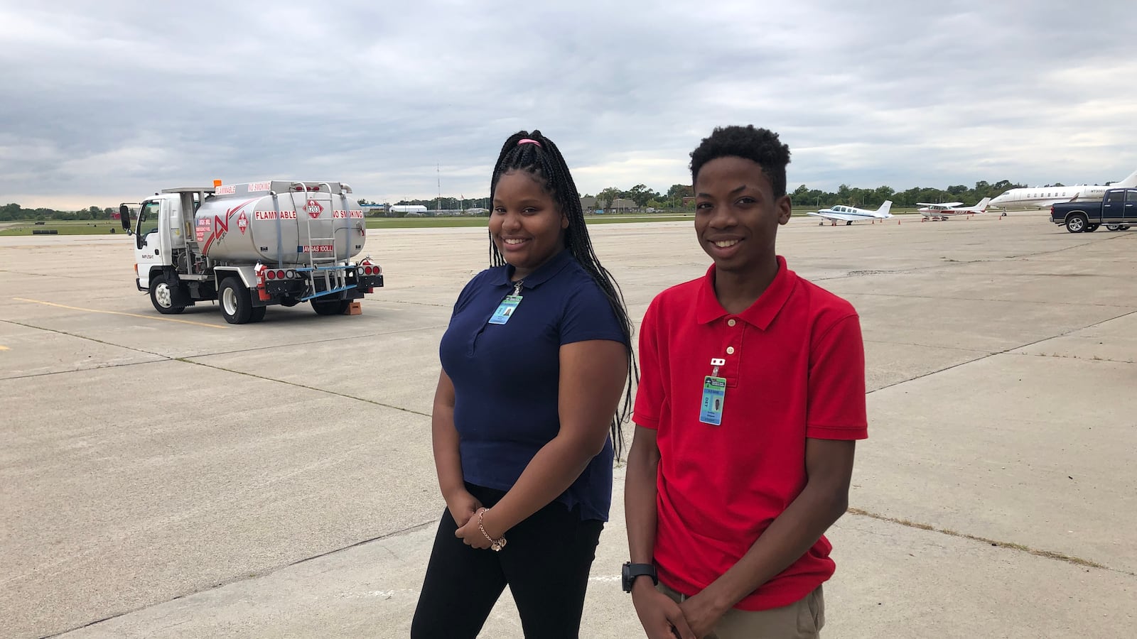 Kimberly Pruitt and Jeramiah Simpson are among the first Detroit students to take classes at the municipal airport since 2013.