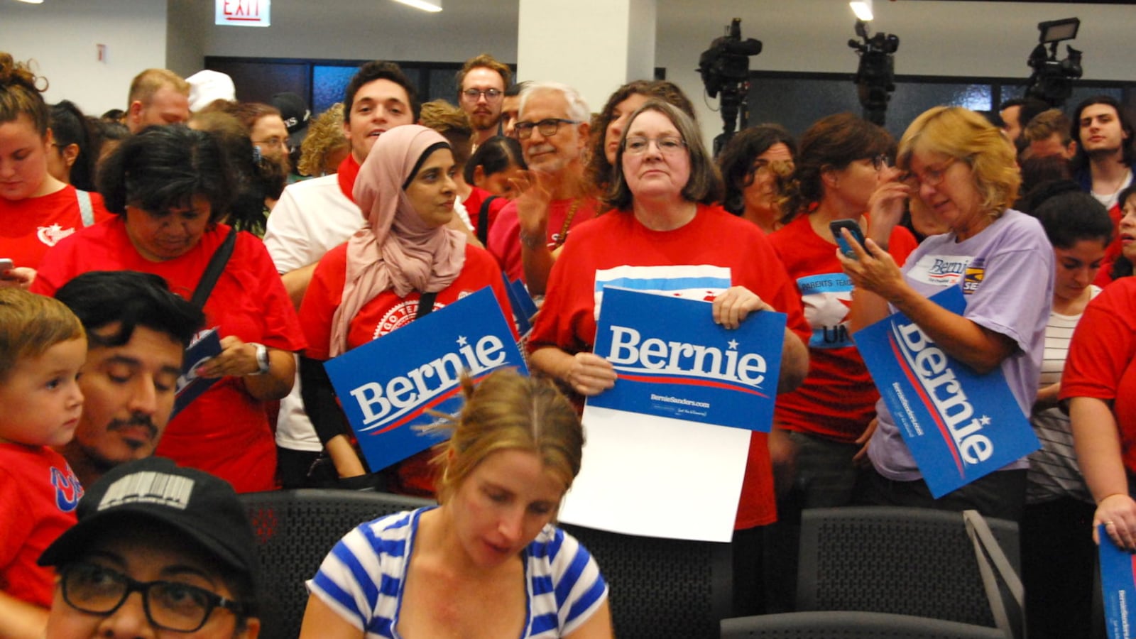 Hundreds of teachers, school support staff and other union members gathered Tuesday night to see Sen. Bernie Sanders speak at a union rally.