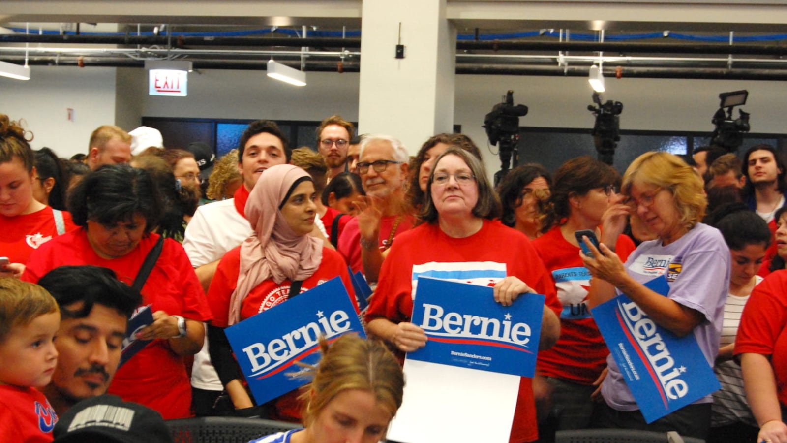 Hundreds of teachers, school support staff and other union members gathered Tuesday night to see Sen. Bernie Sanders speak at a union rally.